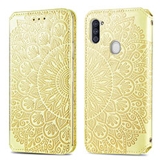 Coque Portefeuille Motif Fantaisie Livre Cuir Etui Clapet S01D pour Samsung Galaxy A11 Or