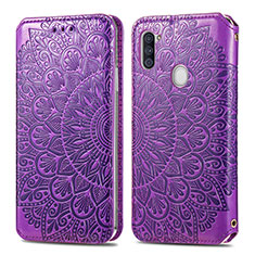 Coque Portefeuille Motif Fantaisie Livre Cuir Etui Clapet S01D pour Samsung Galaxy A11 Violet