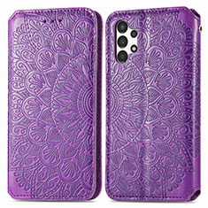 Coque Portefeuille Motif Fantaisie Livre Cuir Etui Clapet S01D pour Samsung Galaxy A13 4G Violet