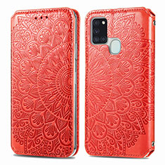 Coque Portefeuille Motif Fantaisie Livre Cuir Etui Clapet S01D pour Samsung Galaxy A21s Rouge