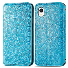 Coque Portefeuille Motif Fantaisie Livre Cuir Etui Clapet S01D pour Samsung Galaxy A22 5G SC-56B Bleu