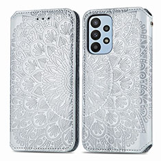 Coque Portefeuille Motif Fantaisie Livre Cuir Etui Clapet S01D pour Samsung Galaxy A23 5G Argent