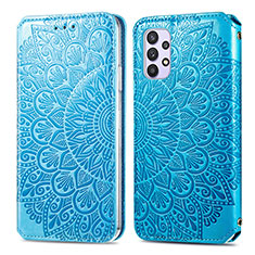 Coque Portefeuille Motif Fantaisie Livre Cuir Etui Clapet S01D pour Samsung Galaxy A32 4G Bleu