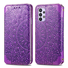 Coque Portefeuille Motif Fantaisie Livre Cuir Etui Clapet S01D pour Samsung Galaxy A32 4G Violet