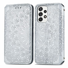 Coque Portefeuille Motif Fantaisie Livre Cuir Etui Clapet S01D pour Samsung Galaxy A33 5G Argent