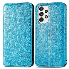 Coque Portefeuille Motif Fantaisie Livre Cuir Etui Clapet S01D pour Samsung Galaxy A33 5G Bleu