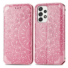 Coque Portefeuille Motif Fantaisie Livre Cuir Etui Clapet S01D pour Samsung Galaxy A33 5G Or Rose