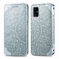 Coque Portefeuille Motif Fantaisie Livre Cuir Etui Clapet S01D pour Samsung Galaxy A51 4G Argent