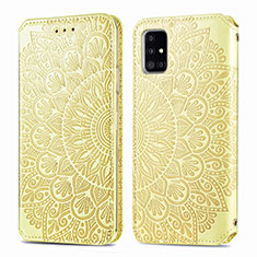 Coque Portefeuille Motif Fantaisie Livre Cuir Etui Clapet S01D pour Samsung Galaxy A51 4G Or