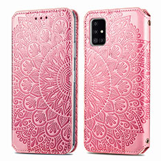 Coque Portefeuille Motif Fantaisie Livre Cuir Etui Clapet S01D pour Samsung Galaxy A51 5G Or Rose