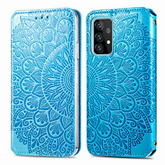 Coque Portefeuille Motif Fantaisie Livre Cuir Etui Clapet S01D pour Samsung Galaxy A52 4G Bleu