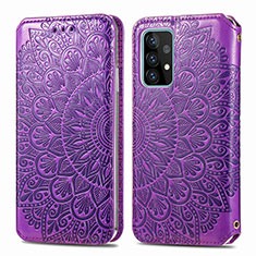 Coque Portefeuille Motif Fantaisie Livre Cuir Etui Clapet S01D pour Samsung Galaxy A52 5G Violet