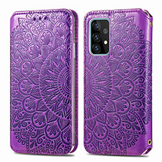 Coque Portefeuille Motif Fantaisie Livre Cuir Etui Clapet S01D pour Samsung Galaxy A52s 5G Violet