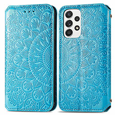 Coque Portefeuille Motif Fantaisie Livre Cuir Etui Clapet S01D pour Samsung Galaxy A53 5G Bleu