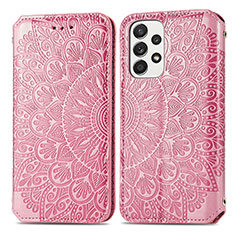 Coque Portefeuille Motif Fantaisie Livre Cuir Etui Clapet S01D pour Samsung Galaxy A53 5G Or Rose