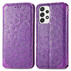 Coque Portefeuille Motif Fantaisie Livre Cuir Etui Clapet S01D pour Samsung Galaxy A53 5G Violet