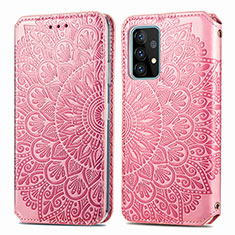 Coque Portefeuille Motif Fantaisie Livre Cuir Etui Clapet S01D pour Samsung Galaxy A72 5G Or Rose