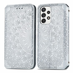 Coque Portefeuille Motif Fantaisie Livre Cuir Etui Clapet S01D pour Samsung Galaxy A73 5G Argent