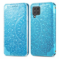 Coque Portefeuille Motif Fantaisie Livre Cuir Etui Clapet S01D pour Samsung Galaxy F62 5G Bleu