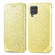 Coque Portefeuille Motif Fantaisie Livre Cuir Etui Clapet S01D pour Samsung Galaxy F62 5G Or