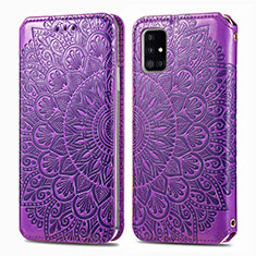 Coque Portefeuille Motif Fantaisie Livre Cuir Etui Clapet S01D pour Samsung Galaxy M40S Violet