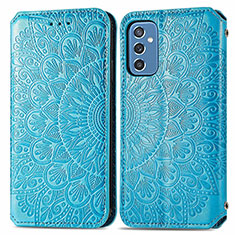 Coque Portefeuille Motif Fantaisie Livre Cuir Etui Clapet S01D pour Samsung Galaxy M52 5G Bleu