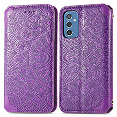 Coque Portefeuille Motif Fantaisie Livre Cuir Etui Clapet S01D pour Samsung Galaxy M52 5G Violet