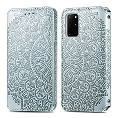 Coque Portefeuille Motif Fantaisie Livre Cuir Etui Clapet S01D pour Samsung Galaxy S20 Plus Argent