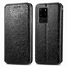 Coque Portefeuille Motif Fantaisie Livre Cuir Etui Clapet S01D pour Samsung Galaxy S20 Ultra 5G Noir