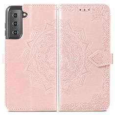 Coque Portefeuille Motif Fantaisie Livre Cuir Etui Clapet S01D pour Samsung Galaxy S22 Plus 5G Rose