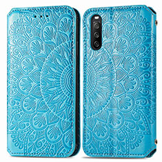 Coque Portefeuille Motif Fantaisie Livre Cuir Etui Clapet S01D pour Sony Xperia 10 III Bleu