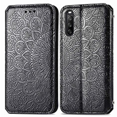 Coque Portefeuille Motif Fantaisie Livre Cuir Etui Clapet S01D pour Sony Xperia 10 III Noir