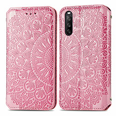 Coque Portefeuille Motif Fantaisie Livre Cuir Etui Clapet S01D pour Sony Xperia 10 III SO-52B Or Rose