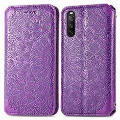 Coque Portefeuille Motif Fantaisie Livre Cuir Etui Clapet S01D pour Sony Xperia 10 III Violet