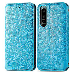 Coque Portefeuille Motif Fantaisie Livre Cuir Etui Clapet S01D pour Sony Xperia 5 III SO-53B Bleu