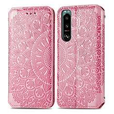 Coque Portefeuille Motif Fantaisie Livre Cuir Etui Clapet S01D pour Sony Xperia 5 III SO-53B Or Rose