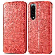 Coque Portefeuille Motif Fantaisie Livre Cuir Etui Clapet S01D pour Sony Xperia 5 III SO-53B Rouge