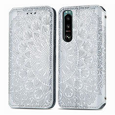 Coque Portefeuille Motif Fantaisie Livre Cuir Etui Clapet S01D pour Sony Xperia 5 IV Argent