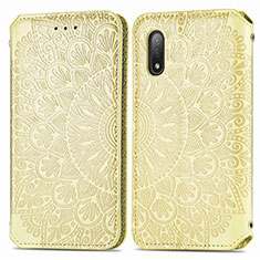 Coque Portefeuille Motif Fantaisie Livre Cuir Etui Clapet S01D pour Sony Xperia Ace II Or