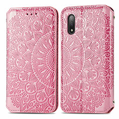 Coque Portefeuille Motif Fantaisie Livre Cuir Etui Clapet S01D pour Sony Xperia Ace II Or Rose