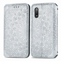 Coque Portefeuille Motif Fantaisie Livre Cuir Etui Clapet S01D pour Sony Xperia Ace II SO-41B Argent