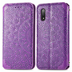 Coque Portefeuille Motif Fantaisie Livre Cuir Etui Clapet S01D pour Sony Xperia Ace II SO-41B Violet