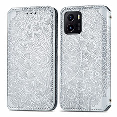 Coque Portefeuille Motif Fantaisie Livre Cuir Etui Clapet S01D pour Vivo iQOO U5x Argent