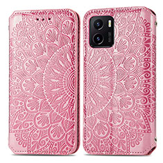 Coque Portefeuille Motif Fantaisie Livre Cuir Etui Clapet S01D pour Vivo iQOO U5x Or Rose