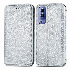 Coque Portefeuille Motif Fantaisie Livre Cuir Etui Clapet S01D pour Vivo iQOO Z3 5G Argent