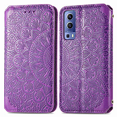 Coque Portefeuille Motif Fantaisie Livre Cuir Etui Clapet S01D pour Vivo iQOO Z3 5G Violet