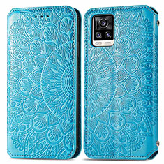 Coque Portefeuille Motif Fantaisie Livre Cuir Etui Clapet S01D pour Vivo V20 (2021) Bleu