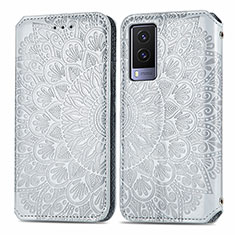 Coque Portefeuille Motif Fantaisie Livre Cuir Etui Clapet S01D pour Vivo V21e 5G Argent