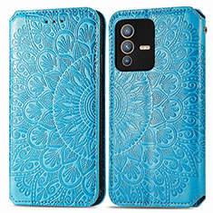 Coque Portefeuille Motif Fantaisie Livre Cuir Etui Clapet S01D pour Vivo V23 5G Bleu