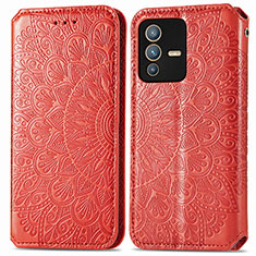 Coque Portefeuille Motif Fantaisie Livre Cuir Etui Clapet S01D pour Vivo V23 Pro 5G Rouge